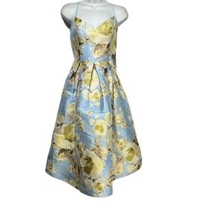 ELIZA floral Metallic Floral Fit & Flare Dress Size 6